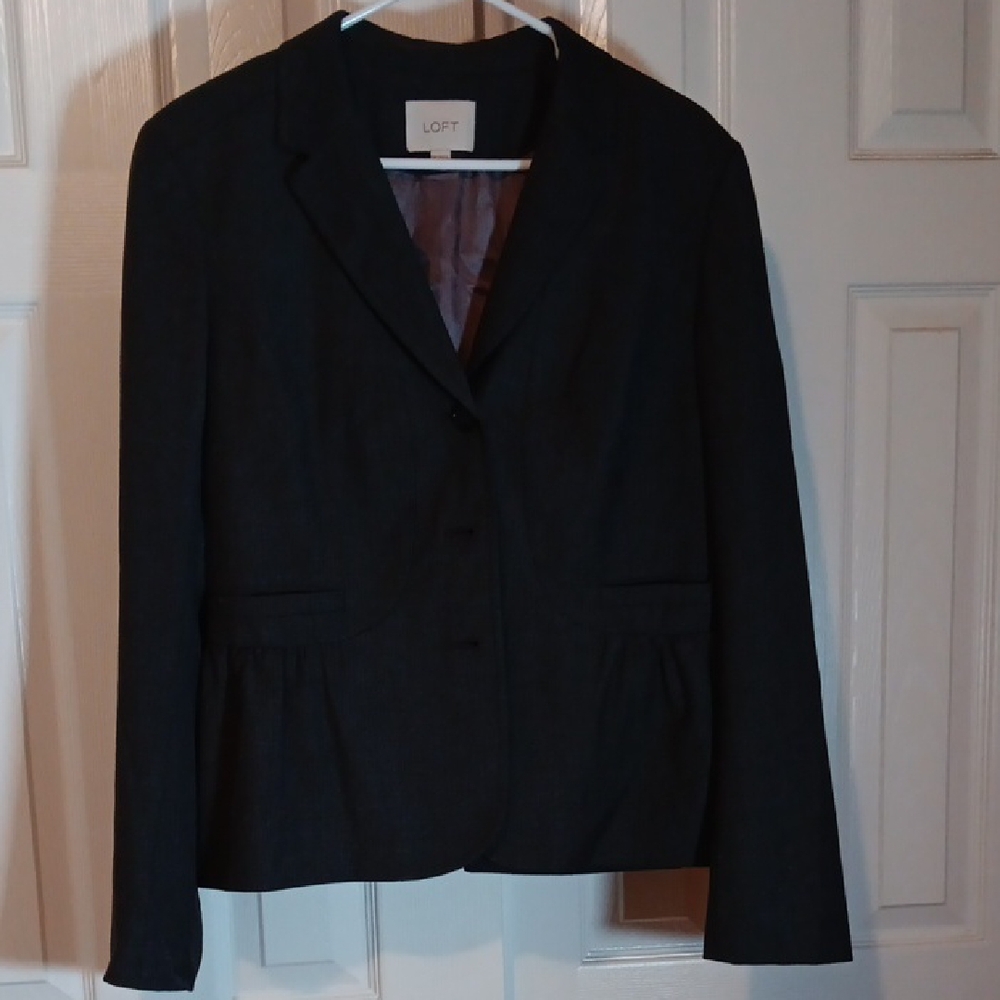 LOFT Gray Tailored Blazer with Notched Lapel